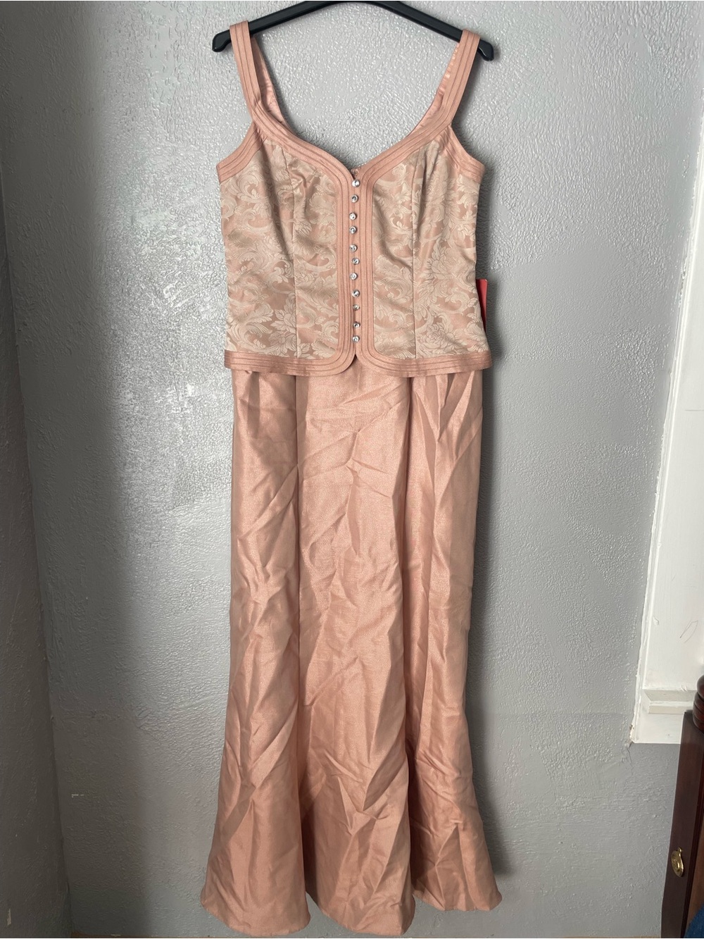 JS Collections Peach Corset Bodice Maxi Dress